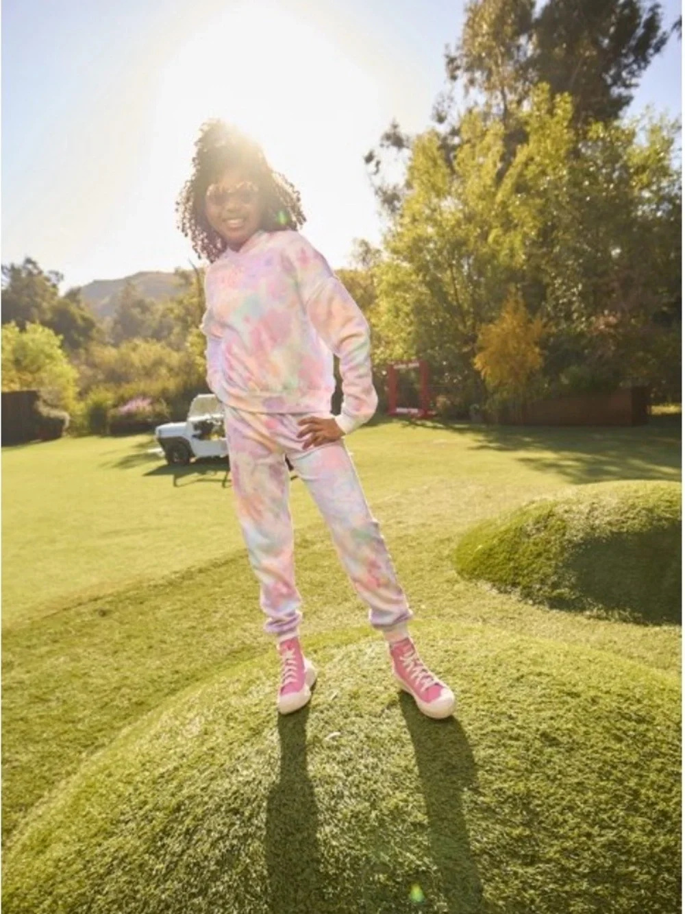 Justice Pastel Tie-Dye Fleece Everyday Joggers - Pink, Purple, Blue, Mint-S 7/8